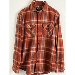 Burton Brighton Durable Goods‎ Flannel Mens Size Small Red Plaid Long Sleeve